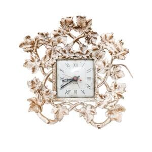 Vintage Guild Crest Ornate Gold Leaf Vanity Clock Telechron Electric Movement